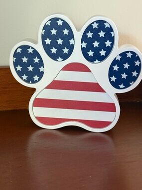 USA Flag Paw Print Wooden Decor |
Patriotic Americana Dog Lover Shelf Sign